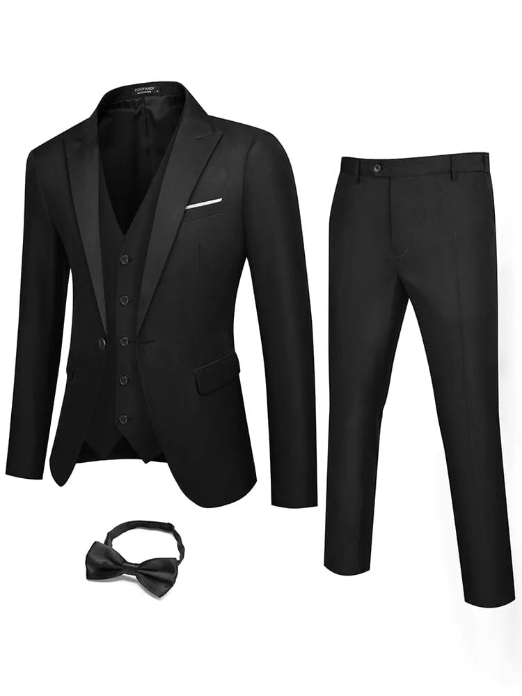 3 Piece Tuxedo Suit Set with Bow Tie (US Only)