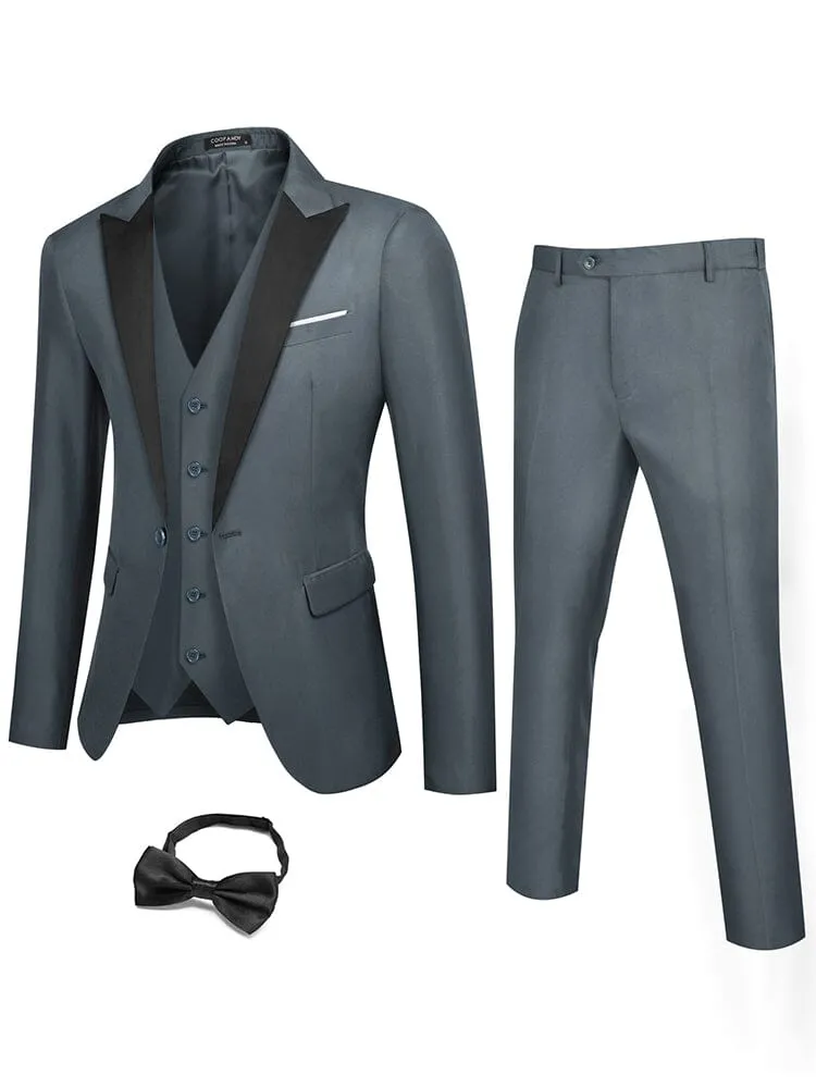 3 Piece Tuxedo Suit Set with Bow Tie (US Only)