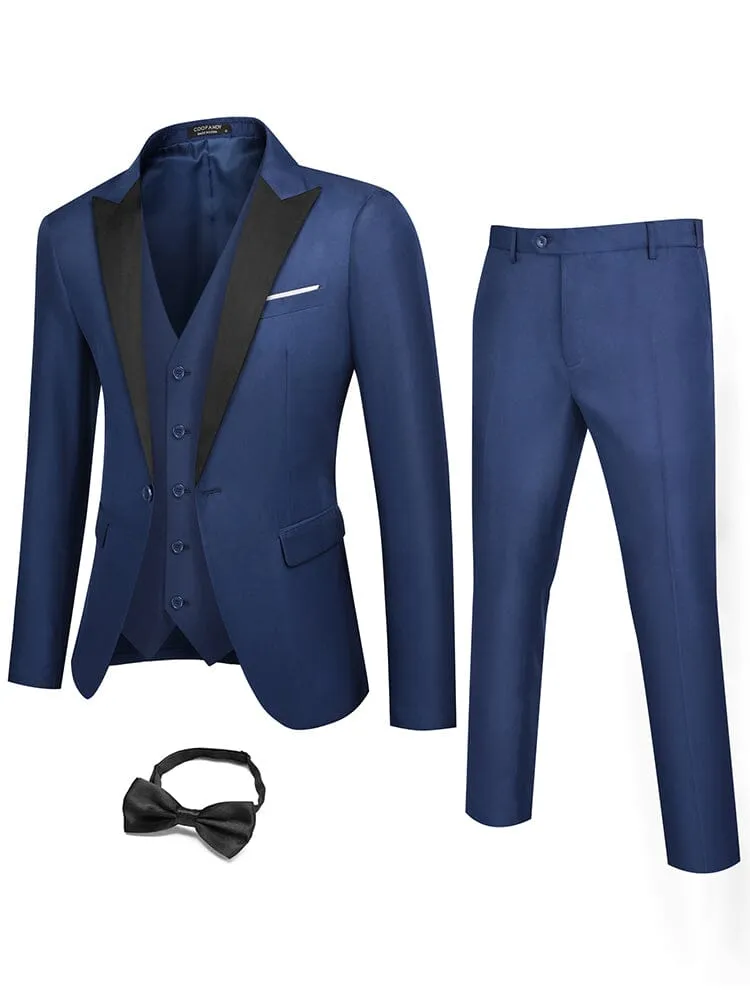 3 Piece Tuxedo Suit Set with Bow Tie (US Only)