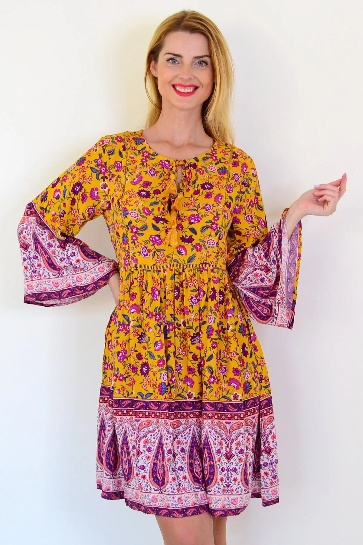 Amelia Mustard Bohemain Dress