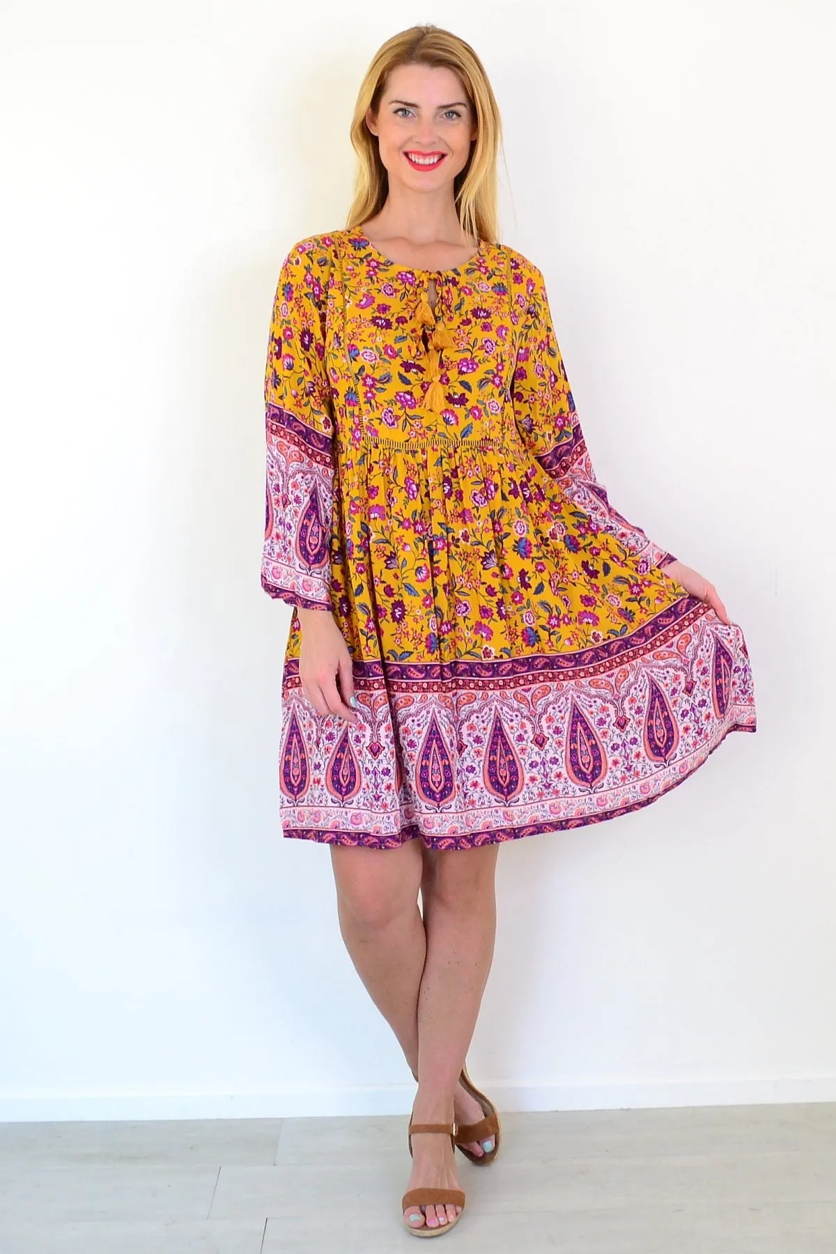 Amelia Mustard Bohemain Dress