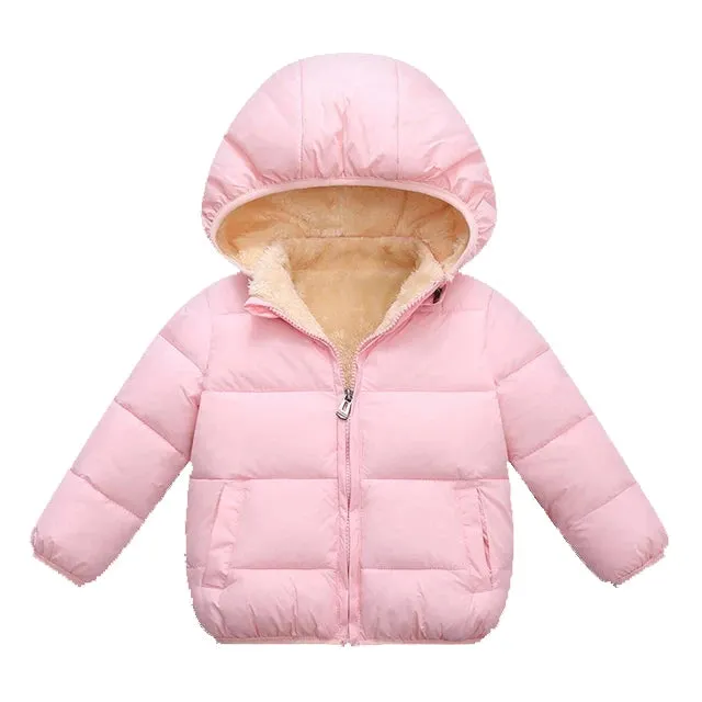 Baby Children Coats Winter Thick Jackets For Boys Warm Plush Thicken Outerwear For Girls Fur Hooded Jacket Kids Clothes Snowsuit