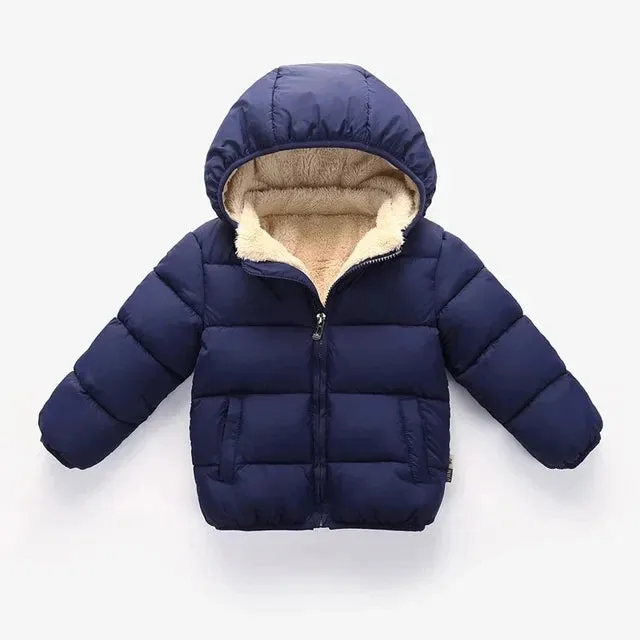 Baby Children Coats Winter Thick Jackets For Boys Warm Plush Thicken Outerwear For Girls Fur Hooded Jacket Kids Clothes Snowsuit