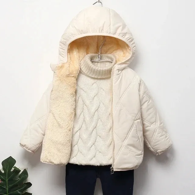 Baby Children Coats Winter Thick Jackets For Boys Warm Plush Thicken Outerwear For Girls Fur Hooded Jacket Kids Clothes Snowsuit