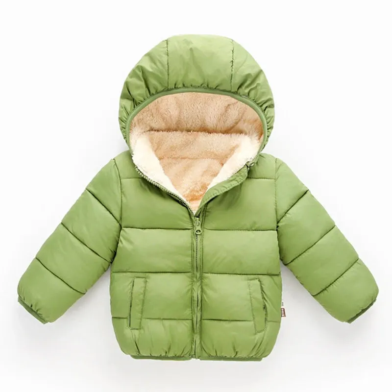 Baby Children Coats Winter Thick Jackets For Boys Warm Plush Thicken Outerwear For Girls Fur Hooded Jacket Kids Clothes Snowsuit