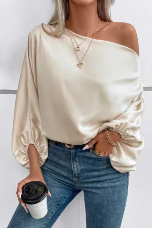 Balloon Sleeve Satin Blouse