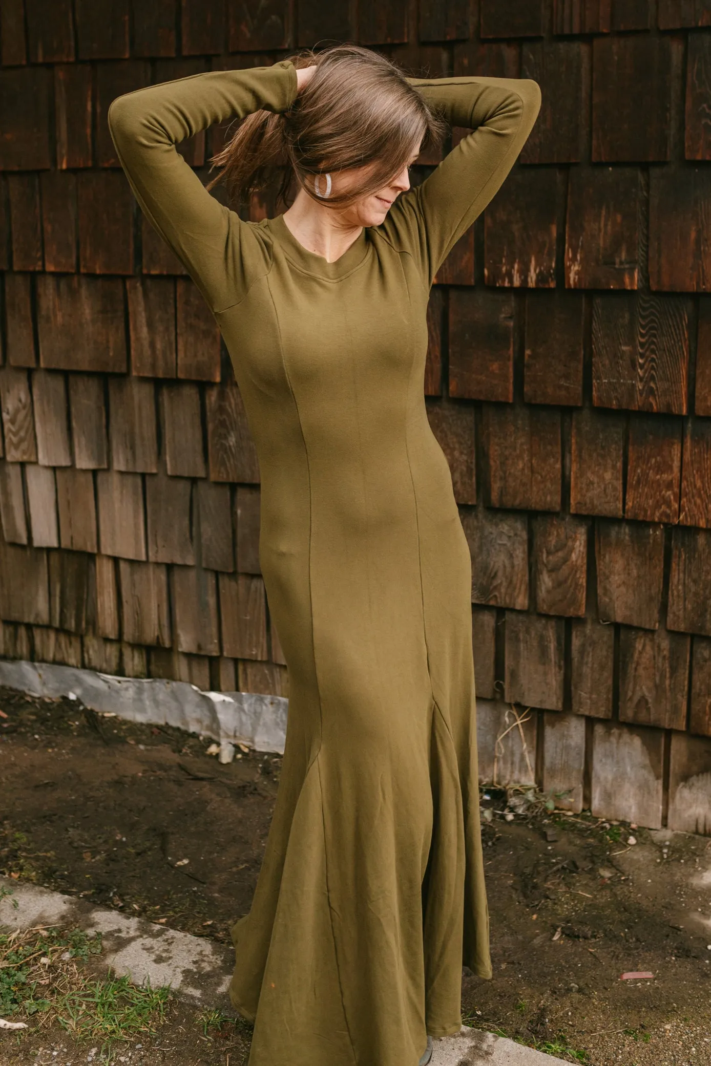 Bamboo Winter Dress - Mossy Green