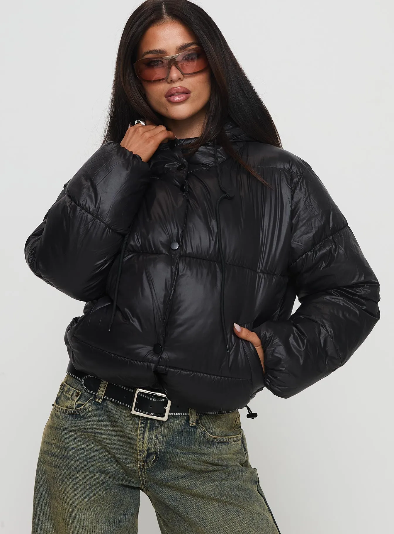 Beekall Hooded Puffer Jacket Black