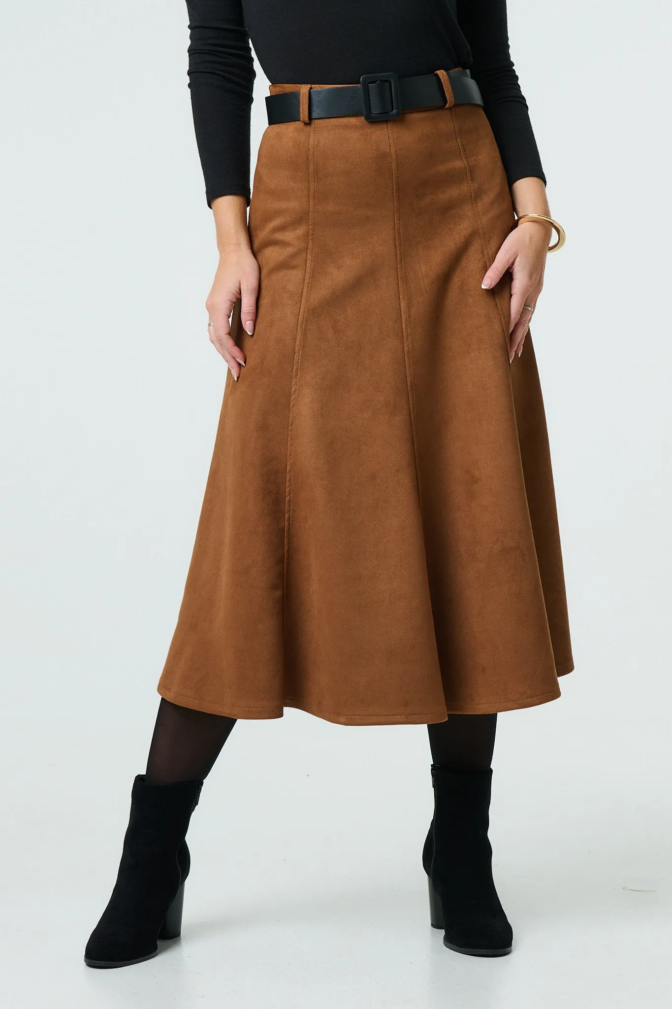 Belt Detail A-Line Maxi Skirt