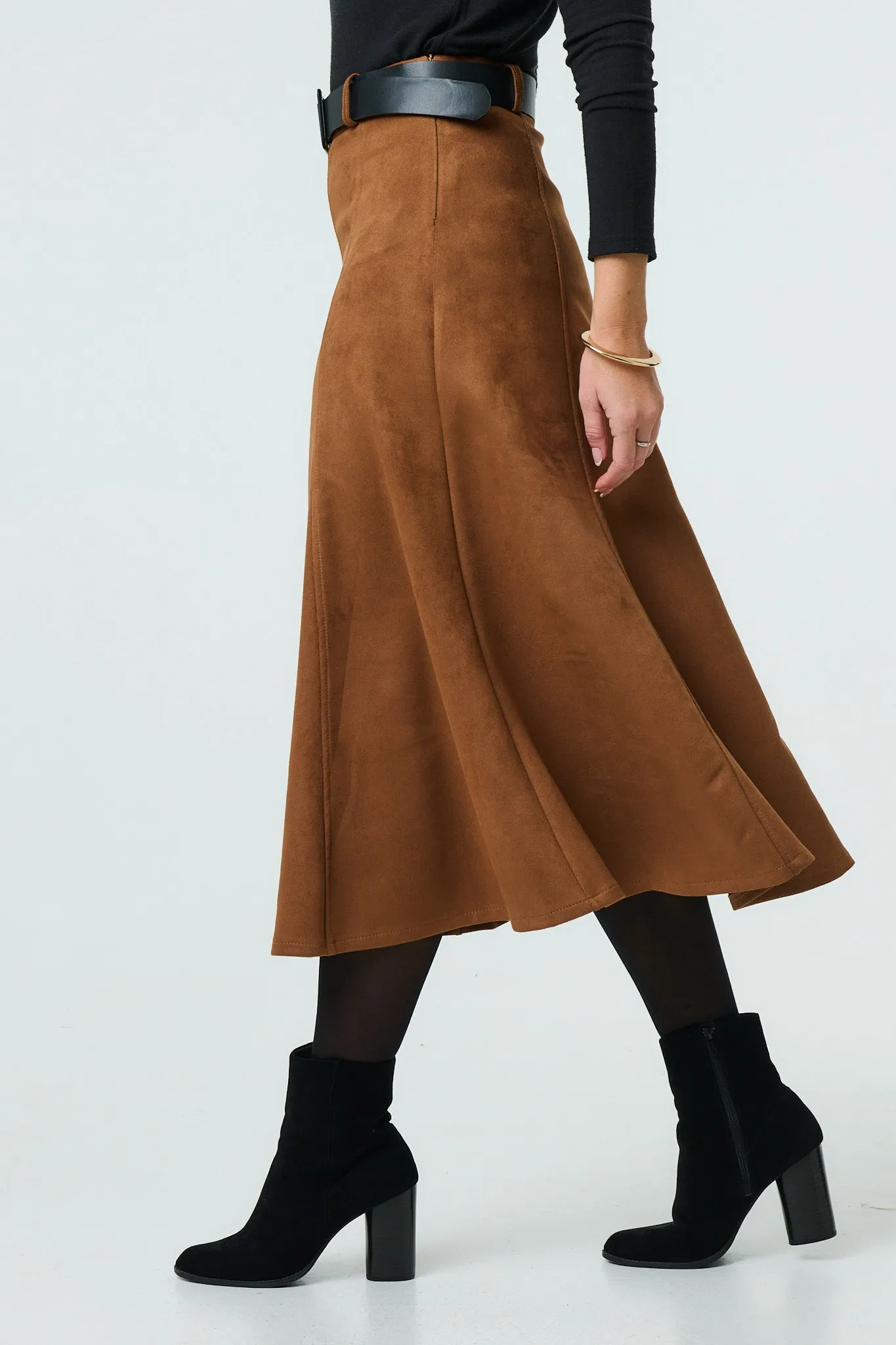 Belt Detail A-Line Maxi Skirt