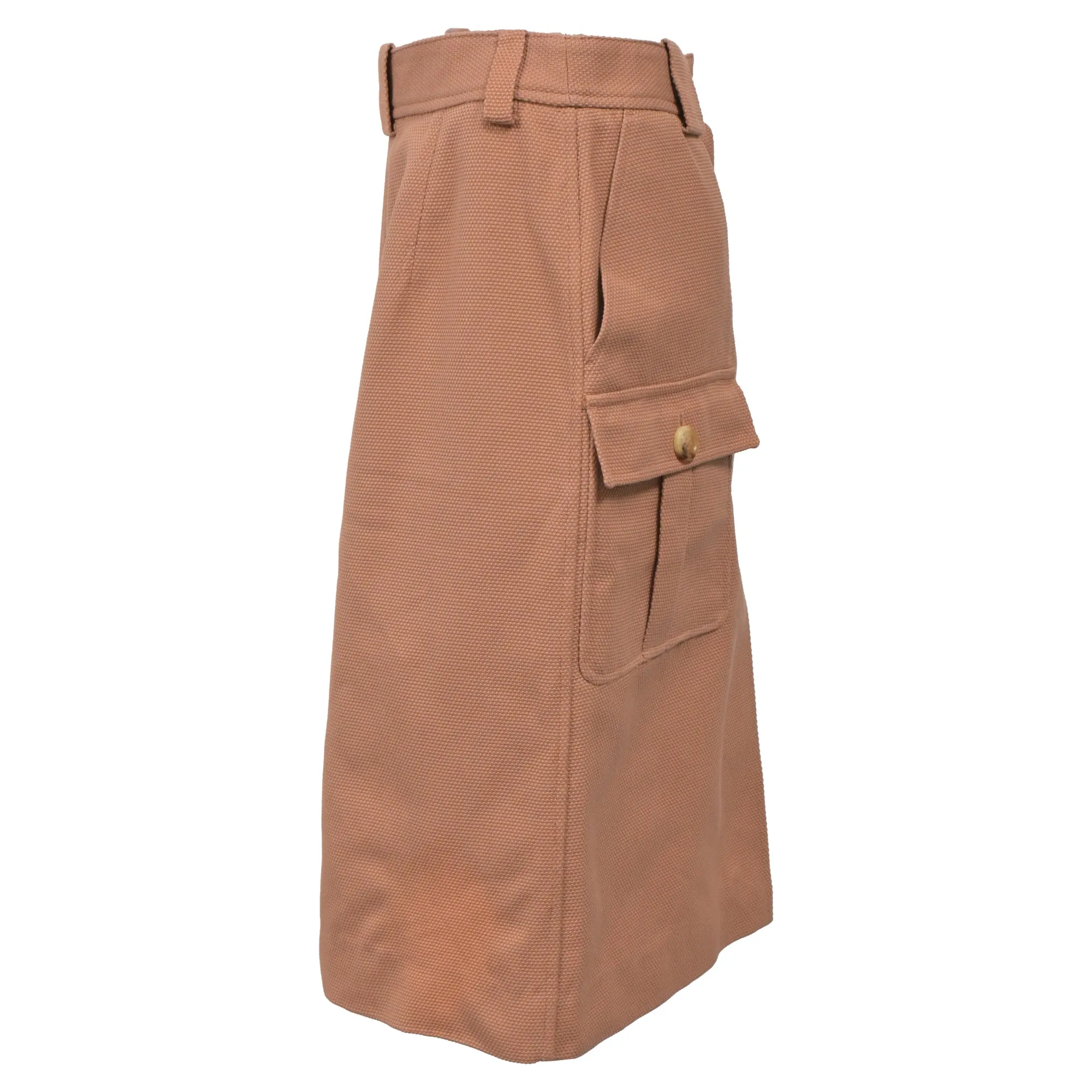 Bottega Veneta Pique A-line Midi Skirt in Beige Cotton