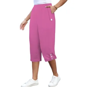 Cavai Pink Button Trim Capri Pants