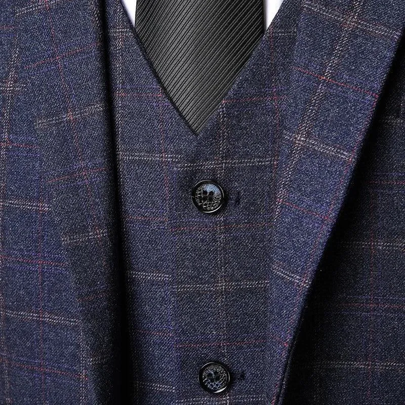 Classy Plaid Men Suit - Formal Business Attire