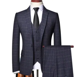 Classy Plaid Men Suit - Formal Business Attire