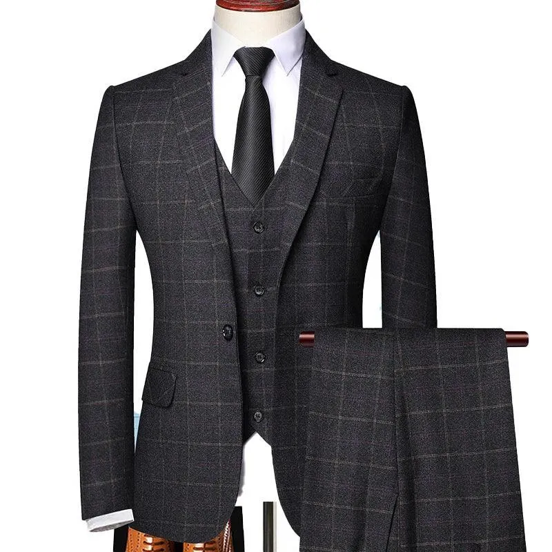 Classy Plaid Men Suit - Formal Business Attire