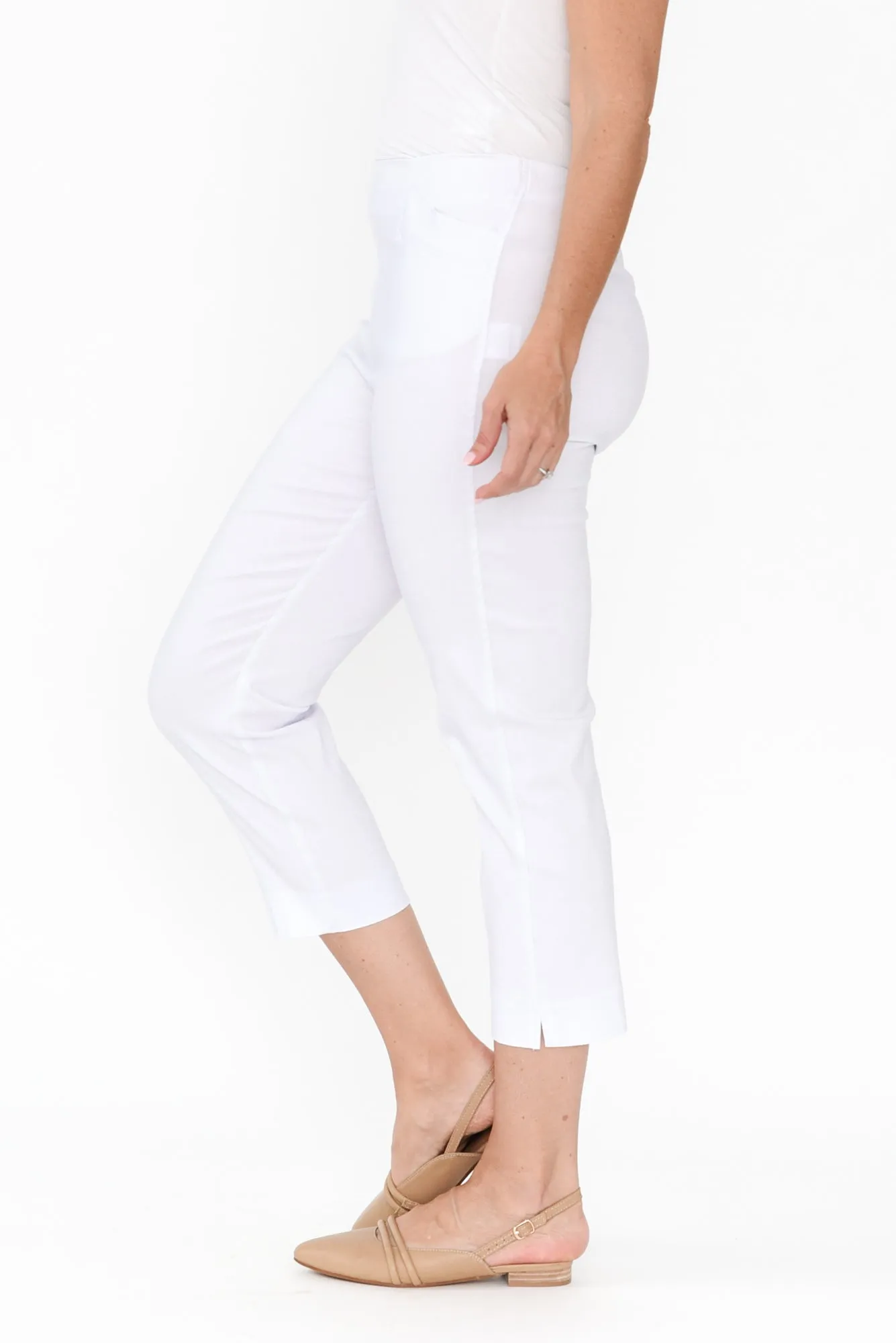 Cody White Stretch Capri Pants