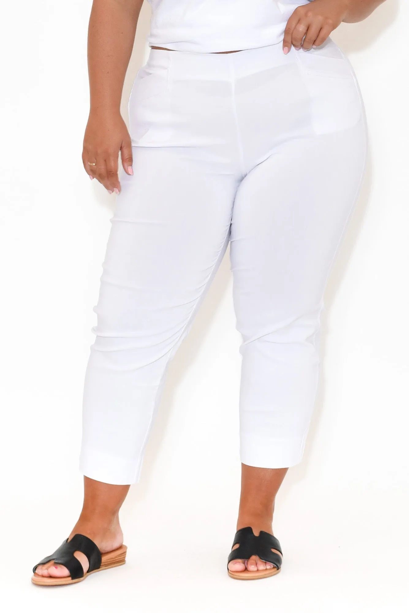 Cody White Stretch Capri Pants