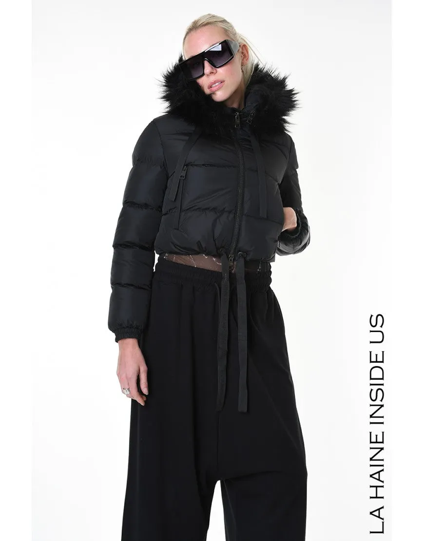 Cropped Black Down Puffer Jacket