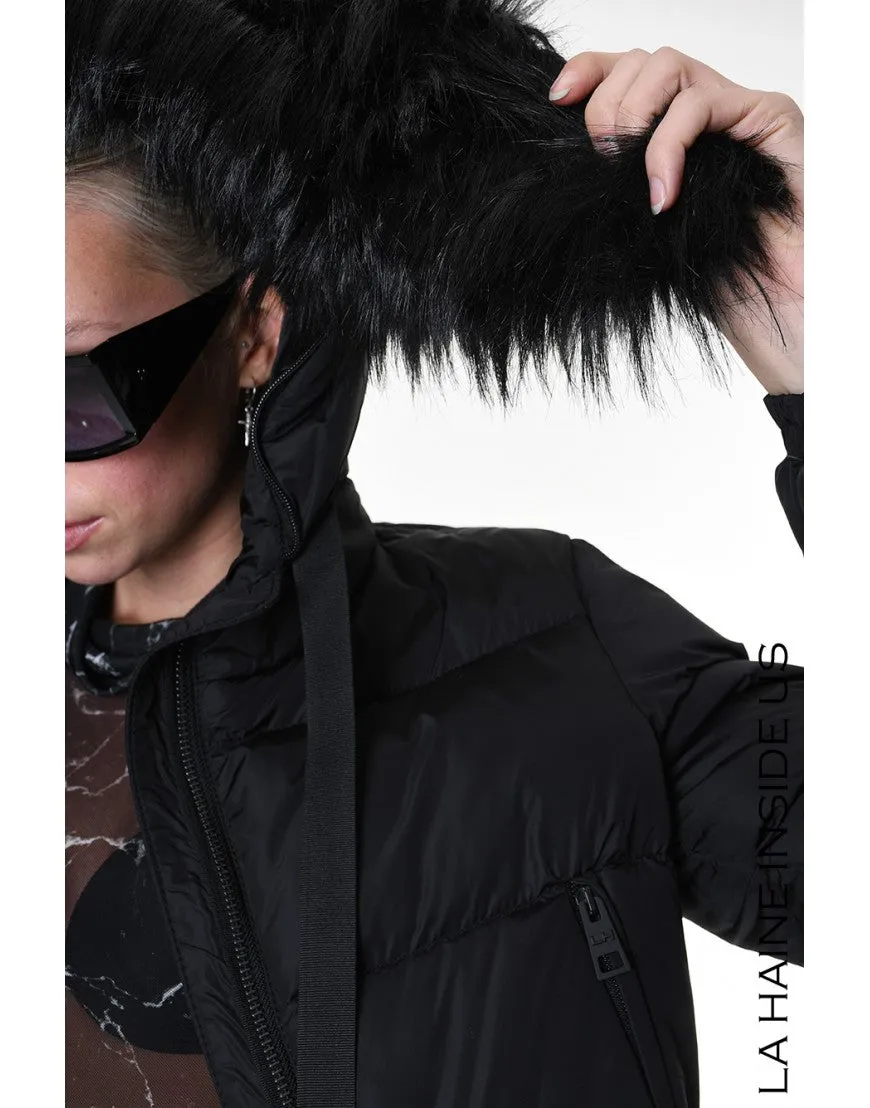 Cropped Black Down Puffer Jacket