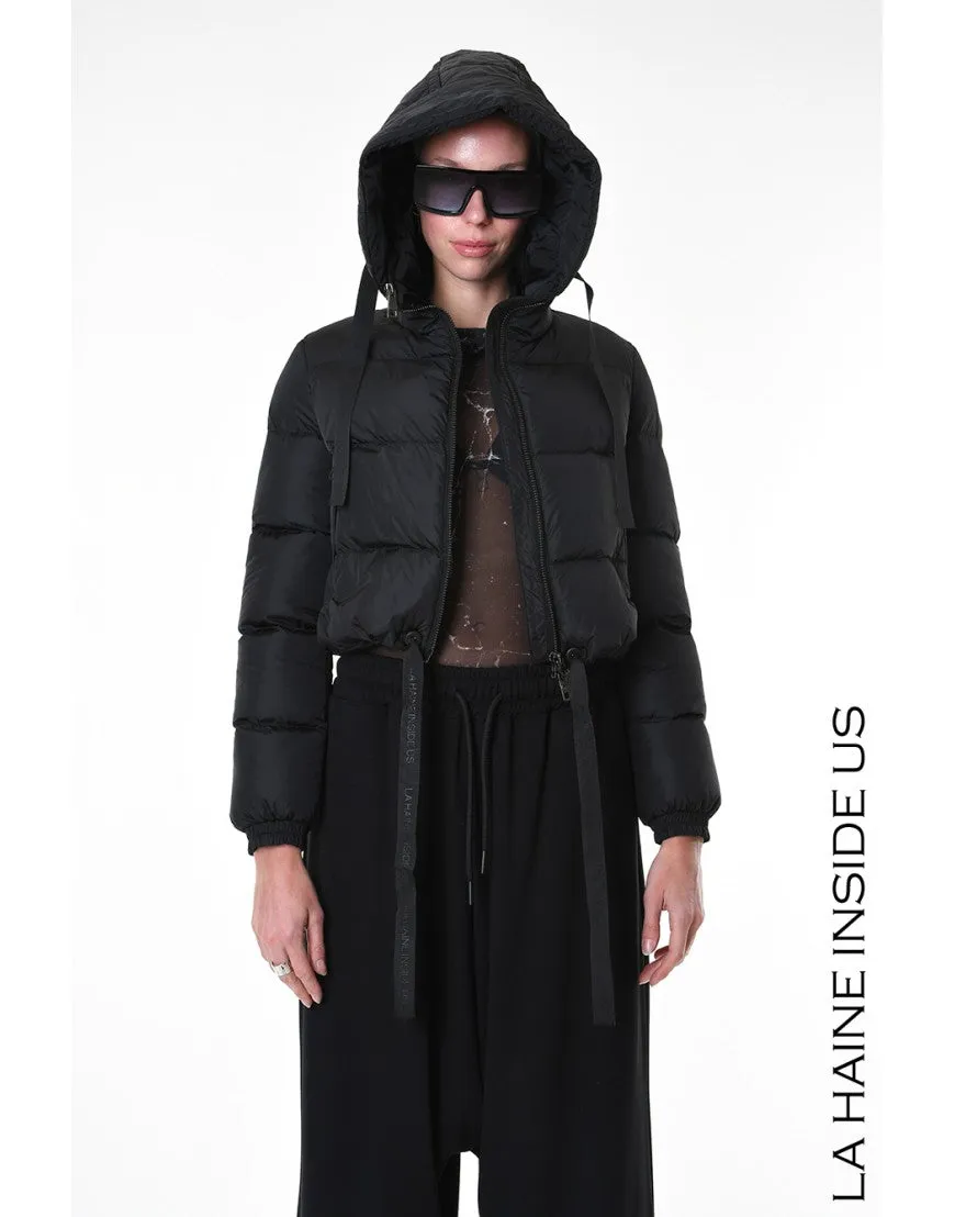 Cropped Black Down Puffer Jacket