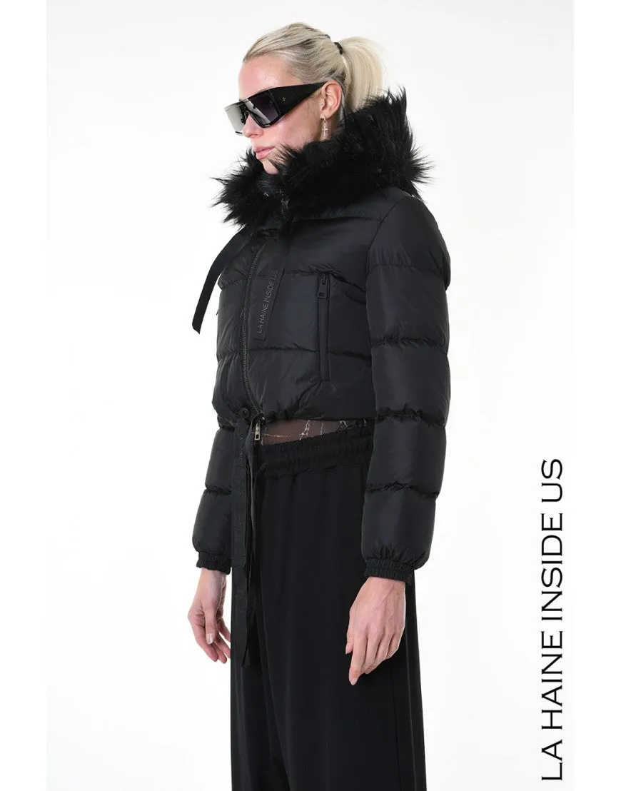 Cropped Black Down Puffer Jacket