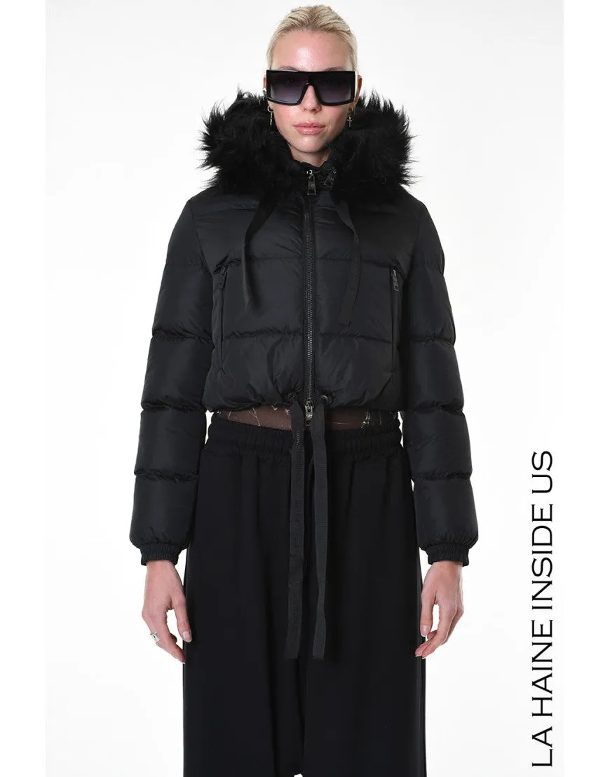 Cropped Black Down Puffer Jacket