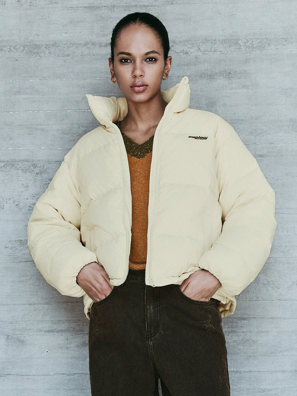 Cropped Padded Down Puffer Jackets