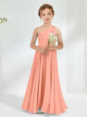 Cute One Shoulder  A-line Junior Bridesmaid Dresses Papaya