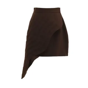 Designer Mini Quilted Skirt Brown