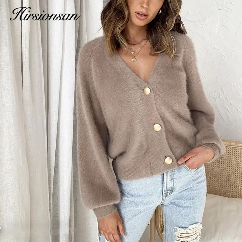 Elegant Mohair Knit Cardigan with Animal Embroidery