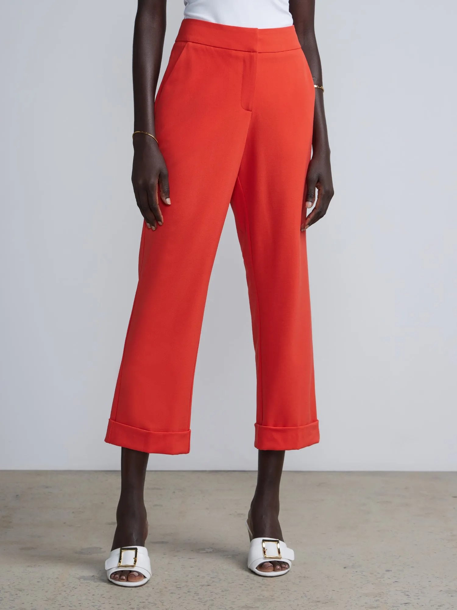 Essential Stretch High Rise Cuffed Cropped Pants