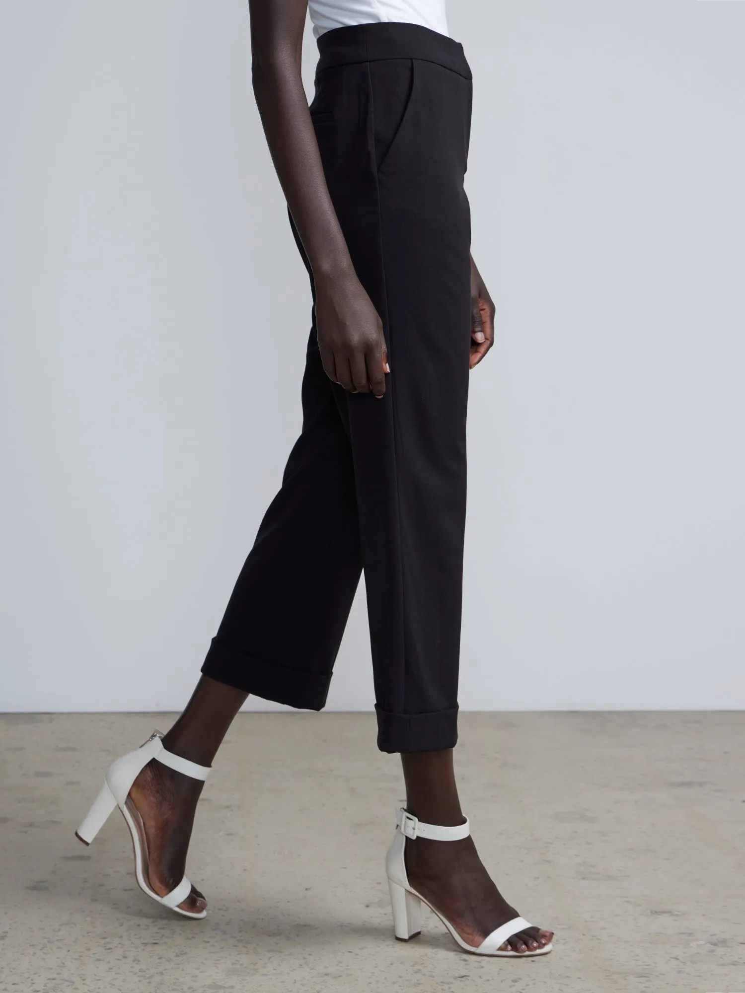 Essential Stretch High Rise Cuffed Cropped Pants