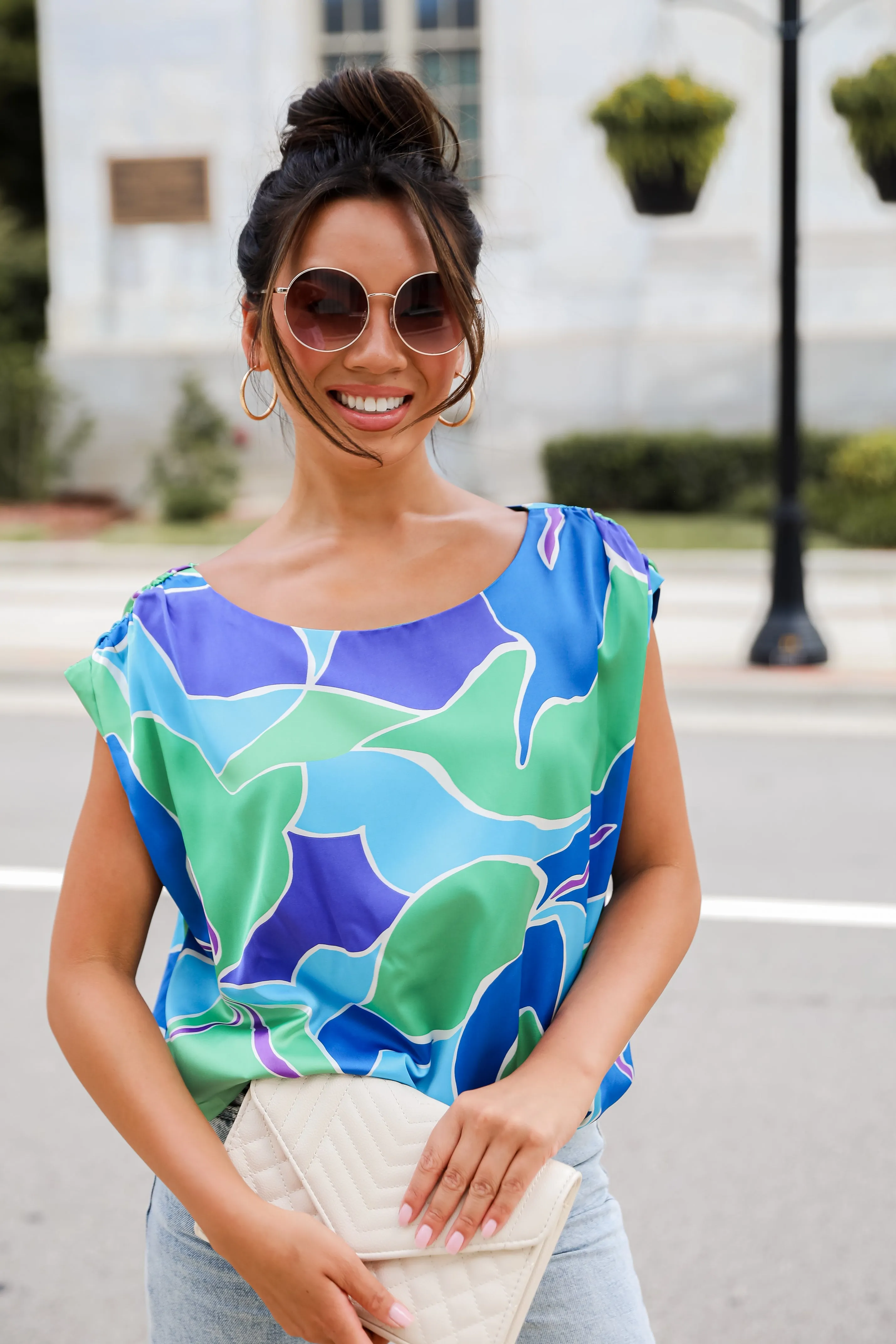 FINAL SALE - Exceptionally Elegant Blue Satin Blouse