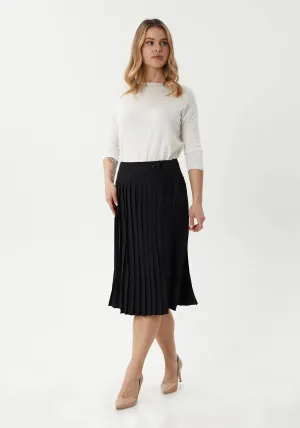 Flared Pleated Modern Elegant Below The Knee Skirt for Women