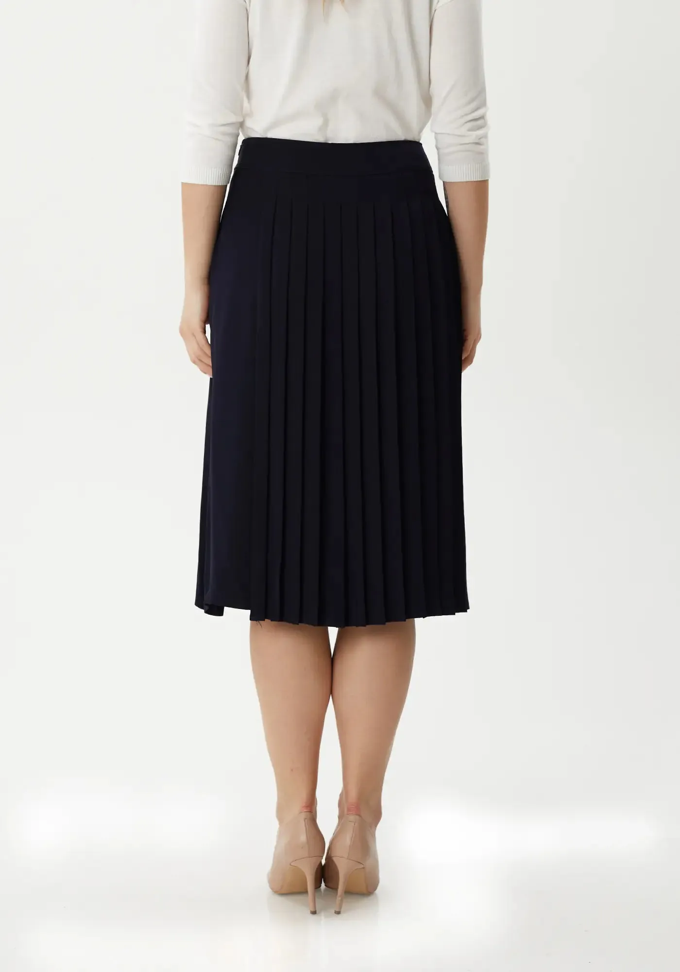 Flared Pleated Modern Elegant Below The Knee Skirt for Women