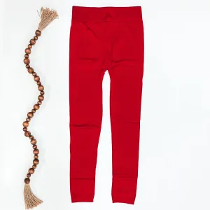 Fleece Lined Leggings in Red