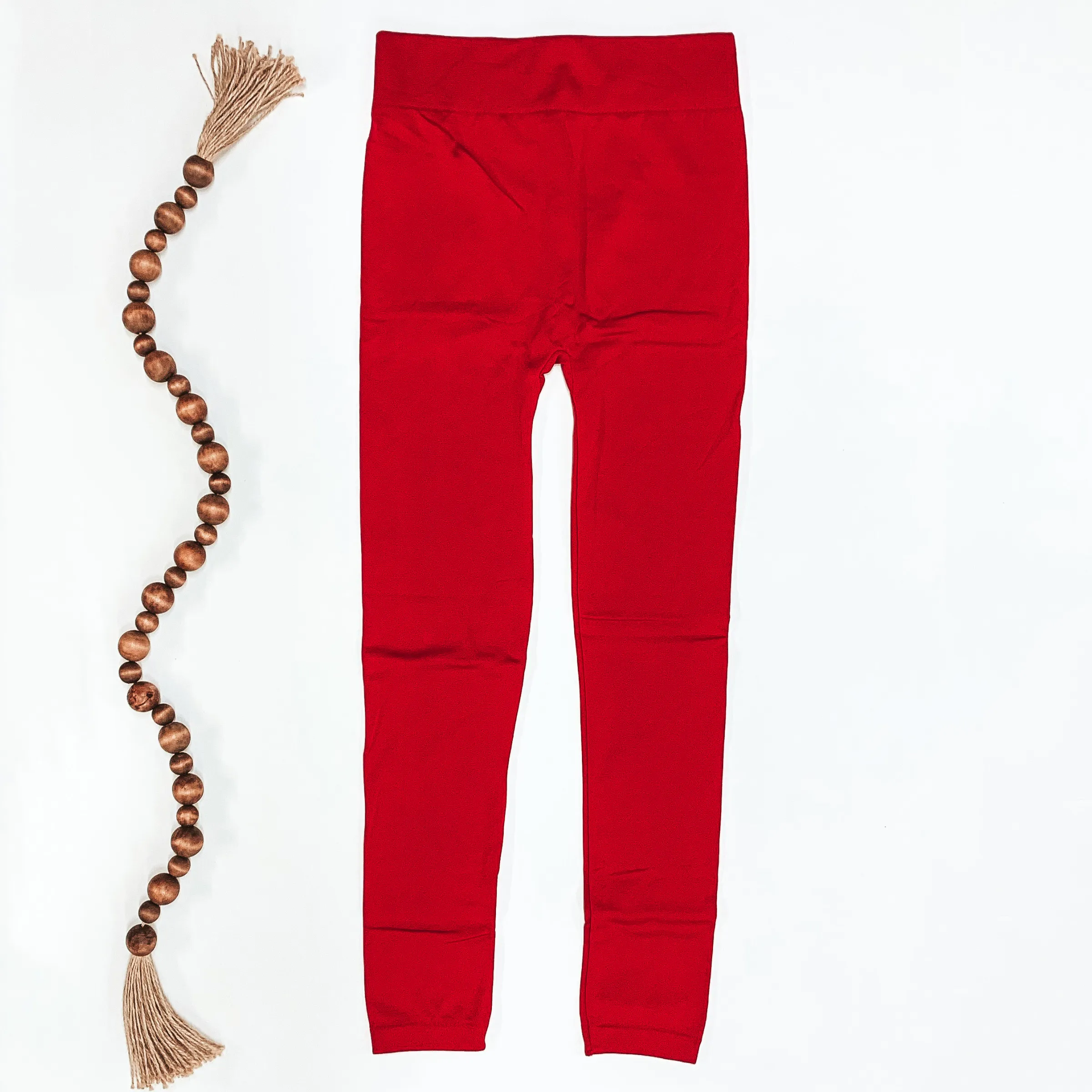 Fleece Lined Leggings in Red