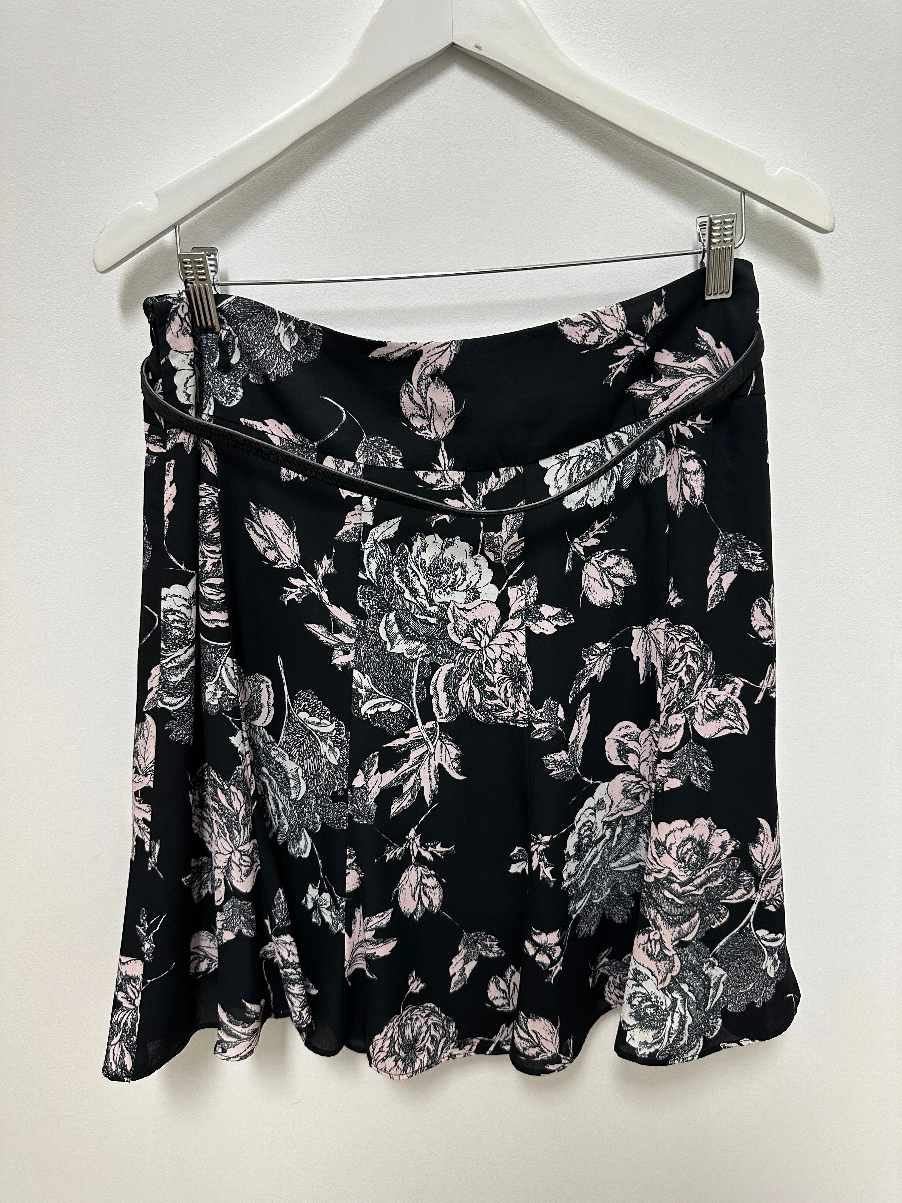 Floral High Waisted Black Skirt