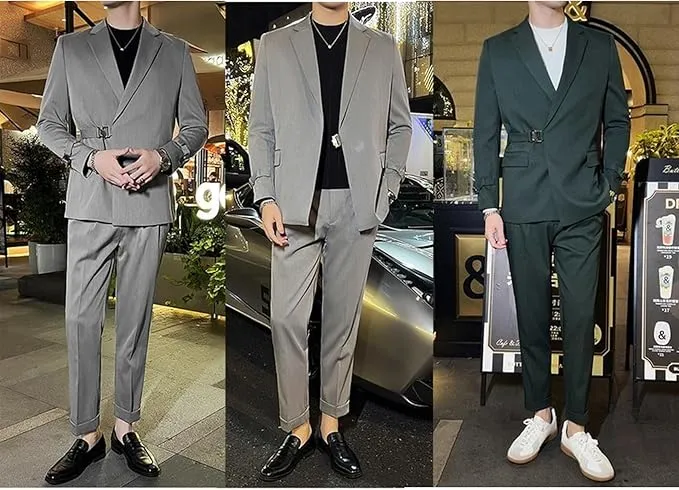 Formal Men's 2 Piece Men's Suit Regular Fit Notched Lapel Tuxedo For Wedding (Blazer   Pants)