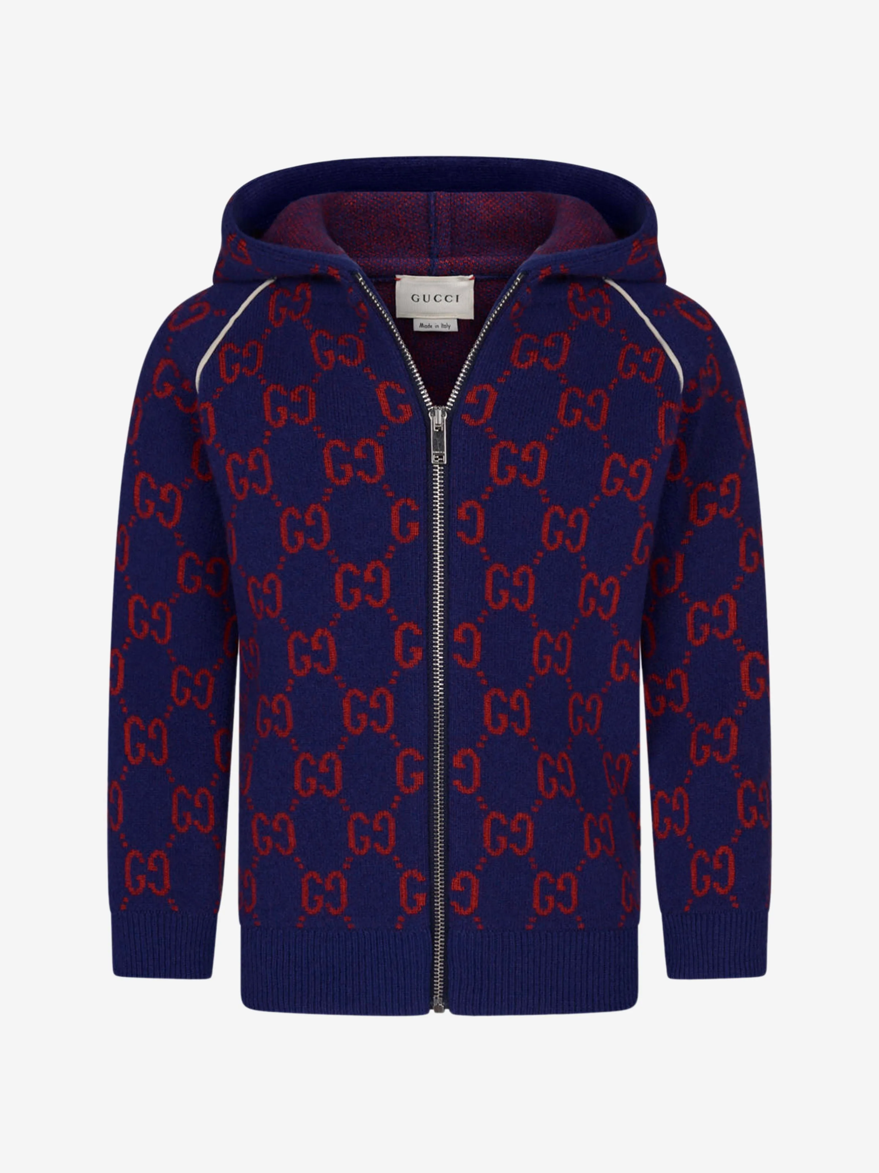 Gucci Baby Boys Wool Knitted GG Zip Up Cardigan