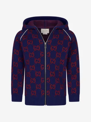 Gucci Baby Boys Wool Knitted GG Zip Up Cardigan