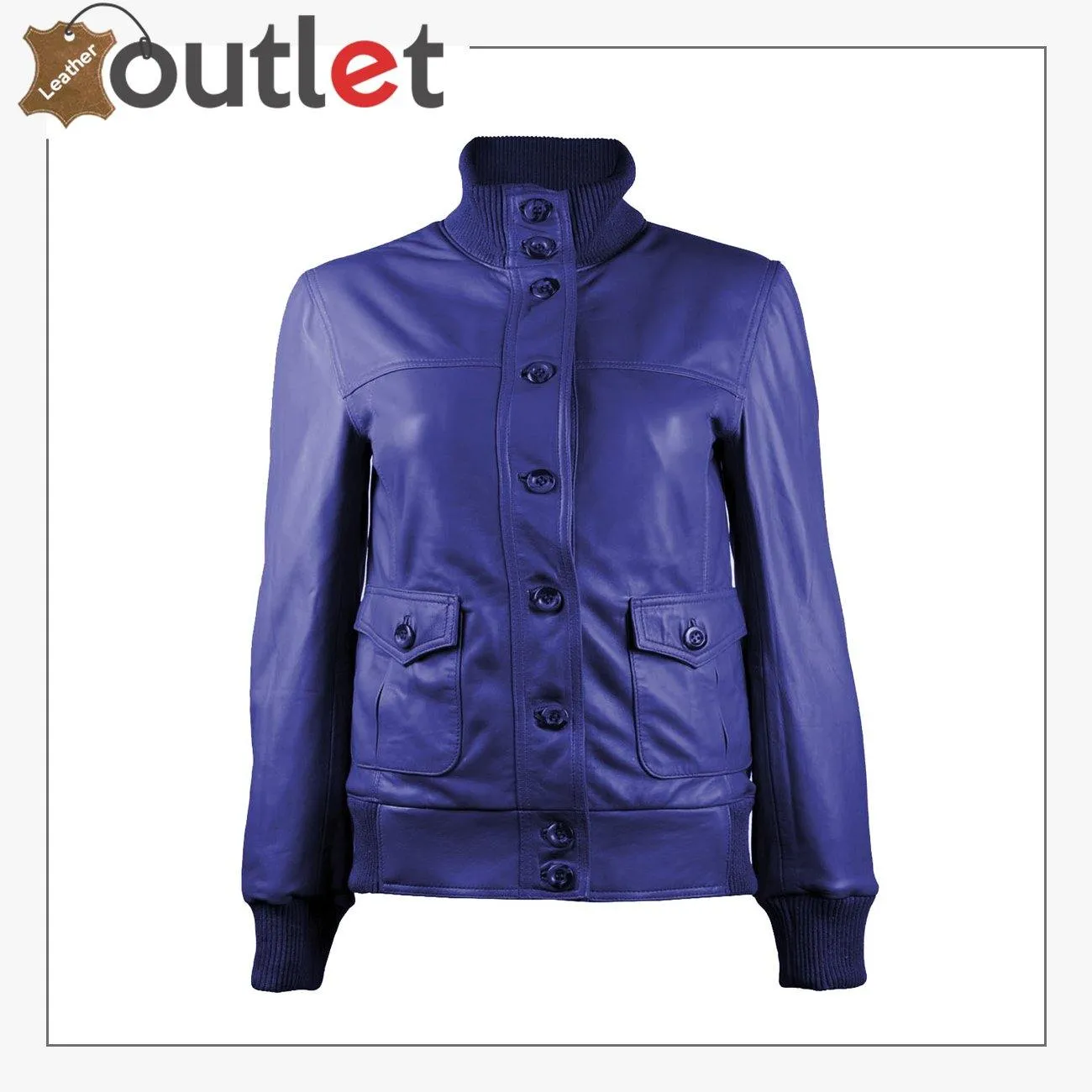 Gusty Dark Blue Bomber Womens Leather Jacket