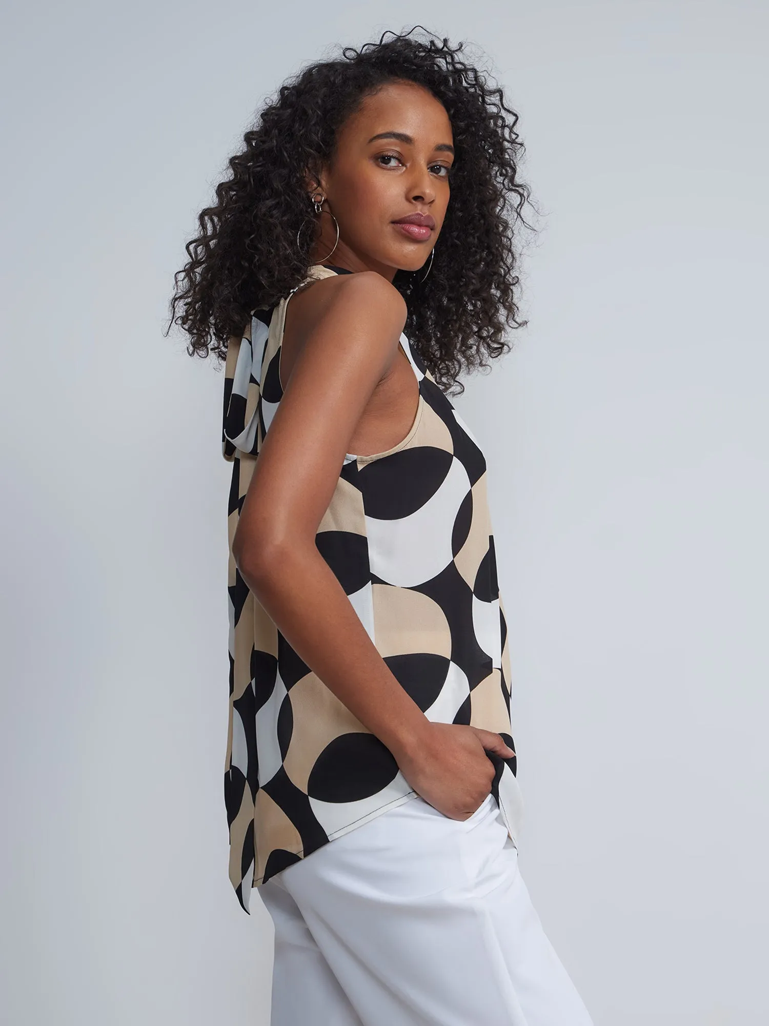 Halter Neck Abstract Print Top