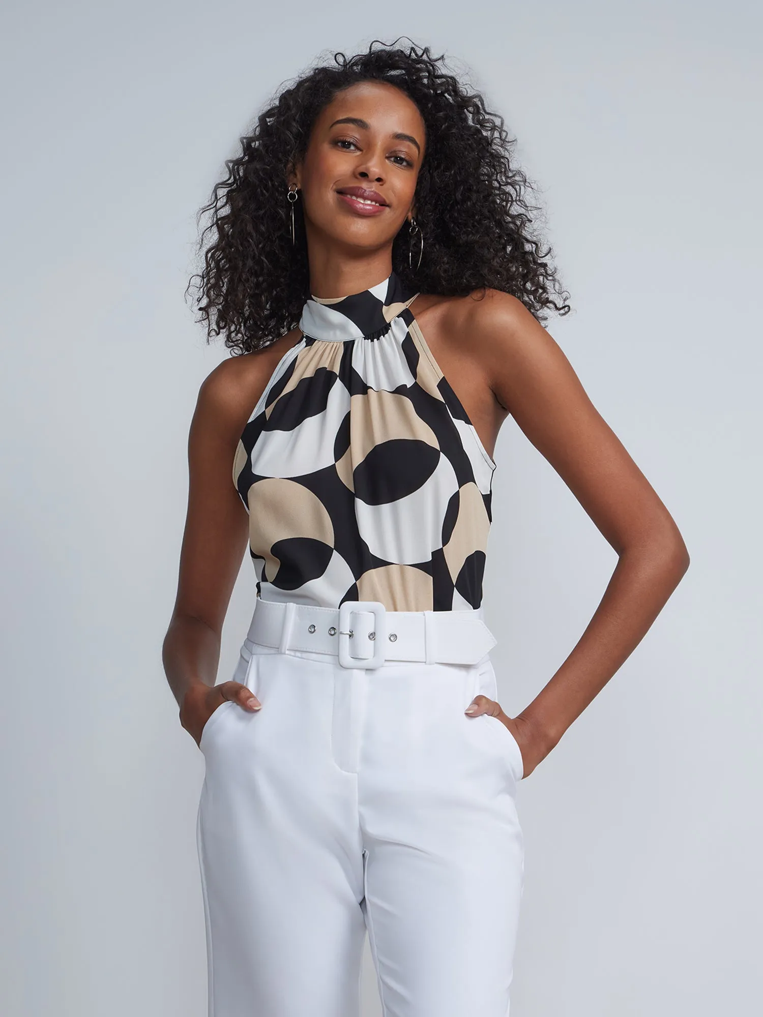 Halter Neck Abstract Print Top