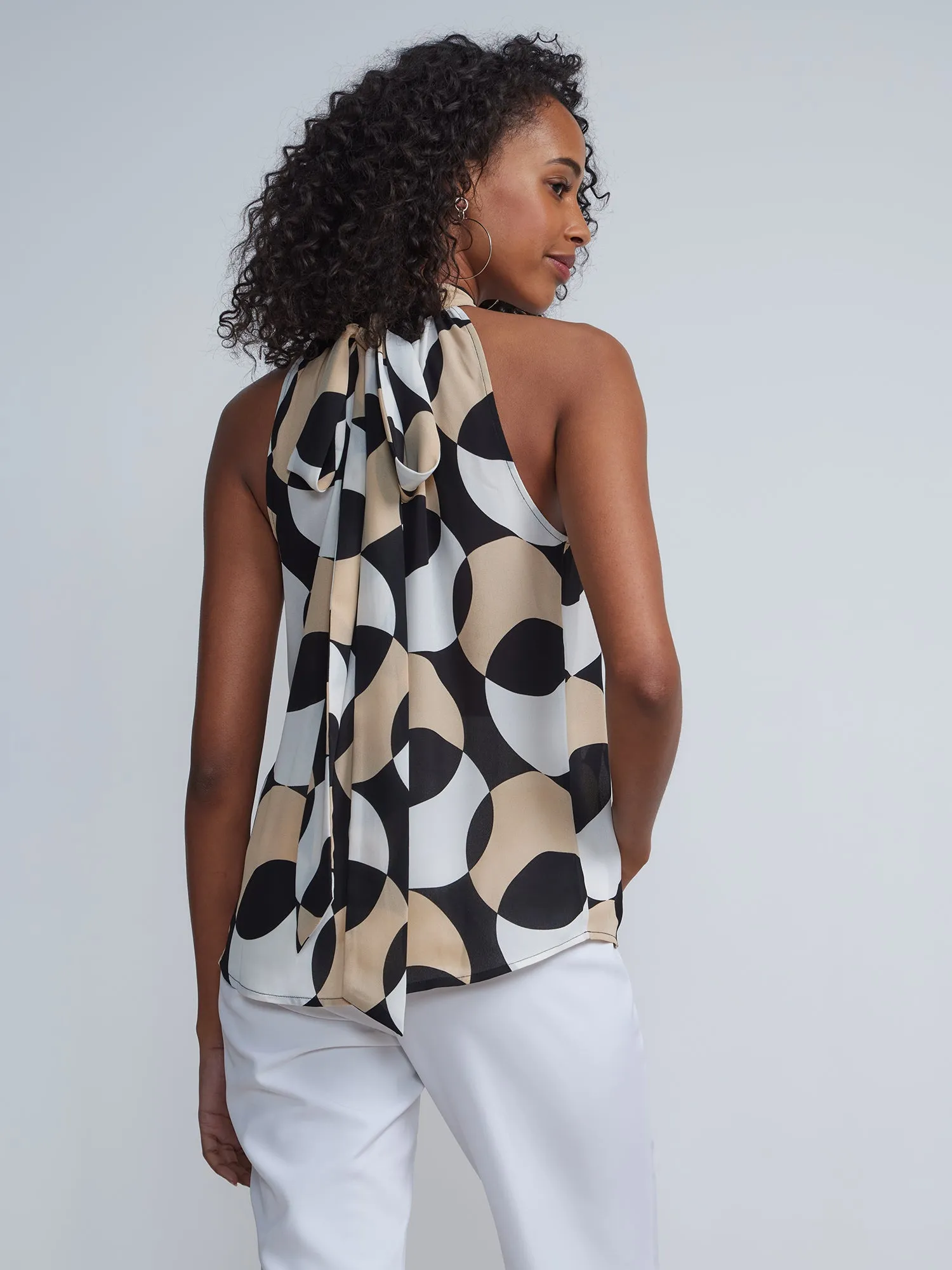 Halter Neck Abstract Print Top