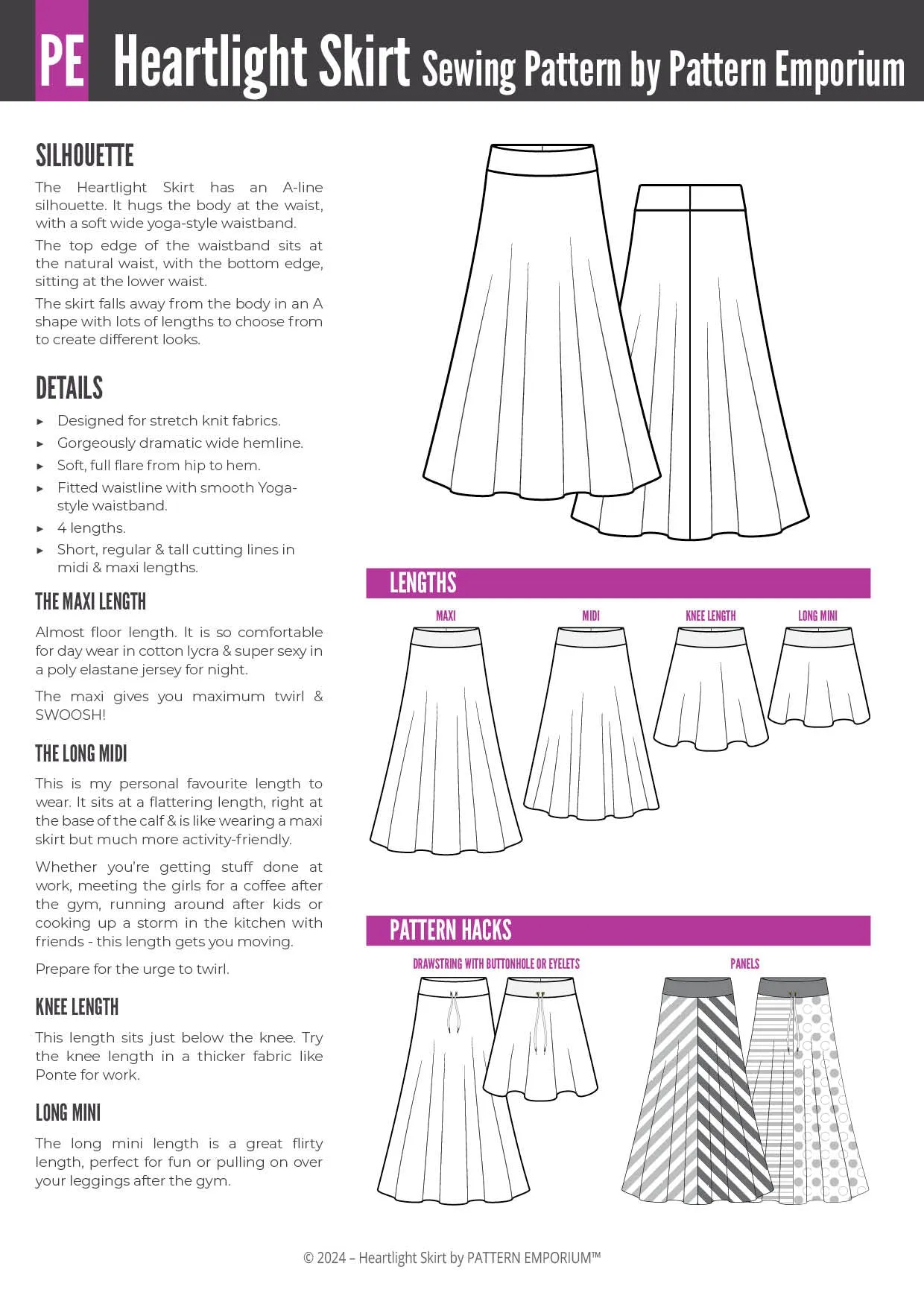 Heartlight | Stretch Flared Skirt Sewing Pattern