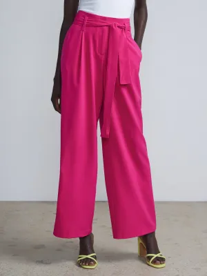 High Rise Wide Leg Tie Waist Palazzo Pants