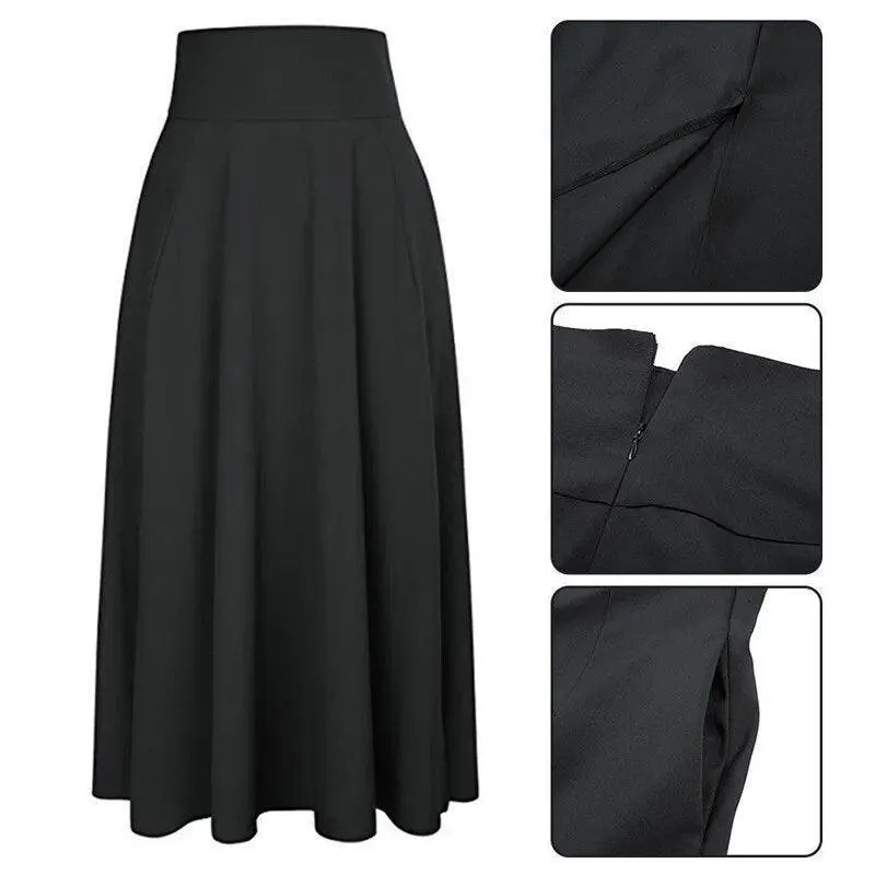 High Waist A-Line Flared Maxi Long Skirt for Women