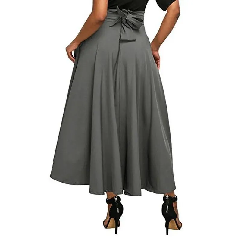 High Waist A-Line Flared Maxi Long Skirt for Women