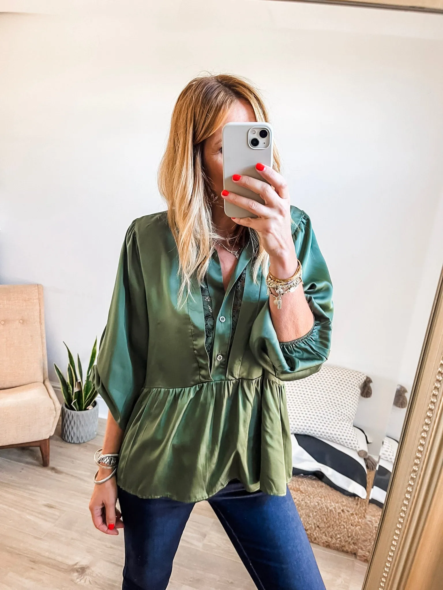 Lace Detail Satin Blouse